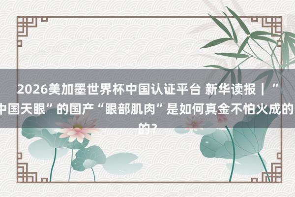 2026美加墨世界杯中国认证平台 新华读报｜“中国天眼”的国产“眼部肌肉”是如何真金不怕火成的？