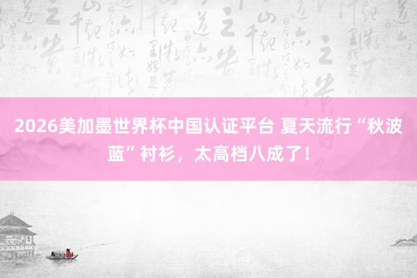 2026美加墨世界杯中国认证平台 夏天流行“秋波蓝”衬衫，太高档八成了！