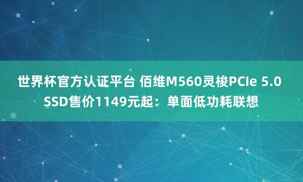 世界杯官方认证平台 佰维M560灵梭PCIe 5.0 SSD售价1149元起：单面低功耗联想