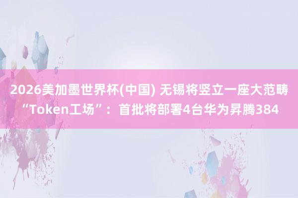 2026美加墨世界杯(中国) 无锡将竖立一座大范畴“Token工场”：首批将部署4台华为昇腾384