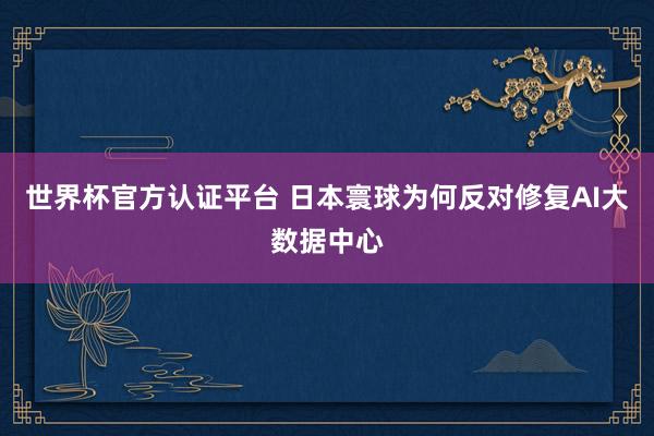 世界杯官方认证平台 日本寰球为何反对修复AI大数据中心