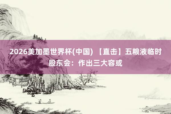 2026美加墨世界杯(中国) 【直击】五粮液临时股东会：作出三大容或