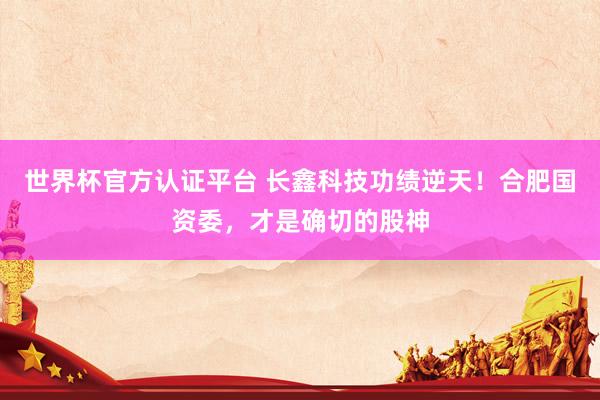 世界杯官方认证平台 长鑫科技功绩逆天！合肥国资委，才是确切的股神