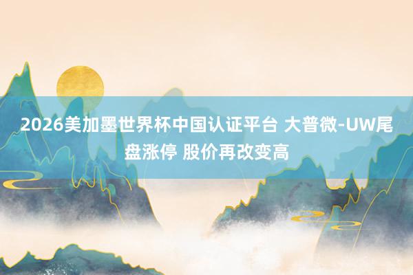2026美加墨世界杯中国认证平台 大普微-UW尾盘涨停 股价再改变高