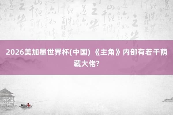 2026美加墨世界杯(中国) 《主角》内部有若干荫藏大佬?