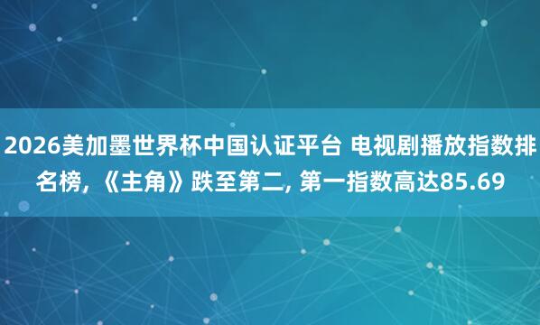 2026美加墨世界杯中国认证平台 电视剧播放指数排名榜， 《主角》跌至第二，<a href=