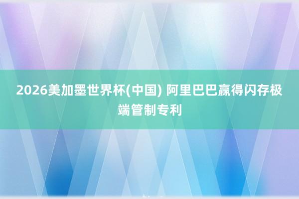 2026美加墨世界杯(中国) 阿里巴巴赢得闪存极端管制专利
