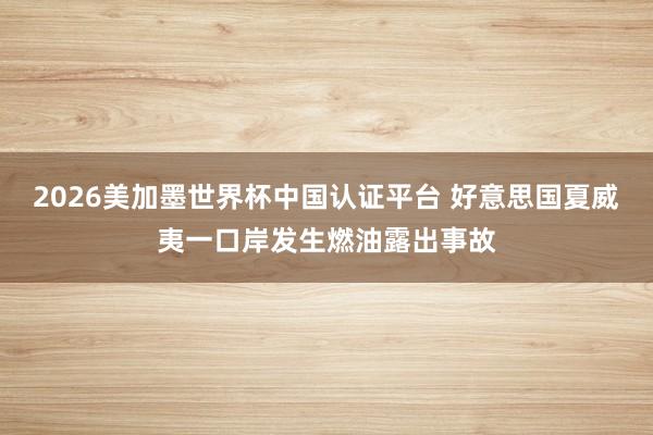 2026美加墨世界杯中国认证平台 好意思国夏威夷一口岸发生燃油露出事故