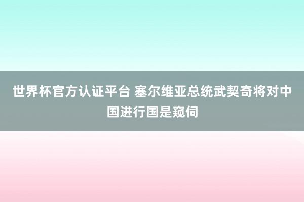 世界杯官方认证平台 塞尔维亚总统武契奇将对中国进行国是窥伺