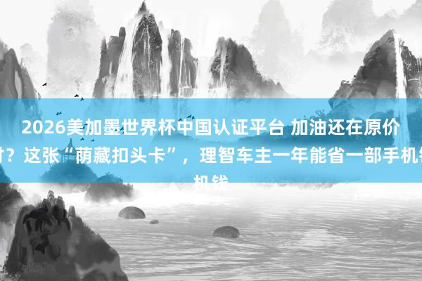 2026美加墨世界杯中国认证平台 加油还在原价付？这张“荫藏扣头卡”，理智车主一年能省一部手机钱
