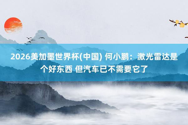 2026美加墨世界杯(中国) 何小鹏：激光雷达是个好东西 但汽车已不需要它了