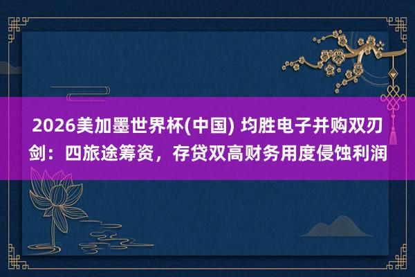 2026美加墨世界杯(中国) 均胜电子并购双刃剑：四旅途筹资，存贷双高财务用度侵蚀利润