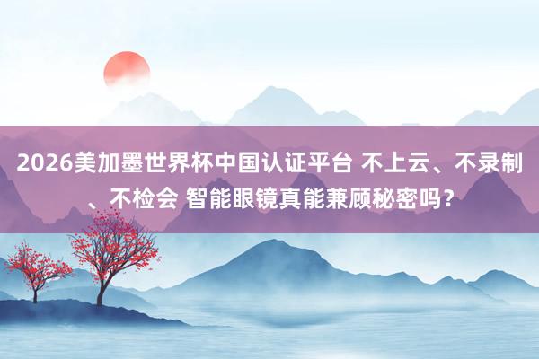 2026美加墨世界杯中国认证平台 不上云、不录制、不检会 智能眼镜真能兼顾秘密吗？