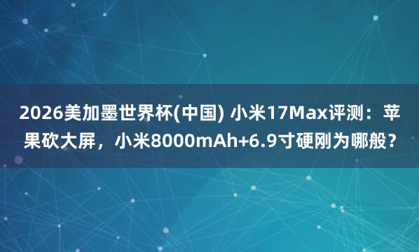 2026美加墨世界杯(中国) 小米17Max评测：苹果砍大屏，小米8000mAh+6.9寸硬刚为哪般？