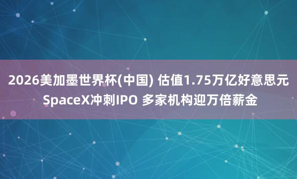 2026美加墨世界杯(中国) 估值1.75万亿好意思元 SpaceX冲刺IPO 多家机构迎万倍薪金