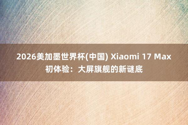 2026美加墨世界杯(中国) Xiaomi 17 Max初体验：大屏旗舰的新谜底