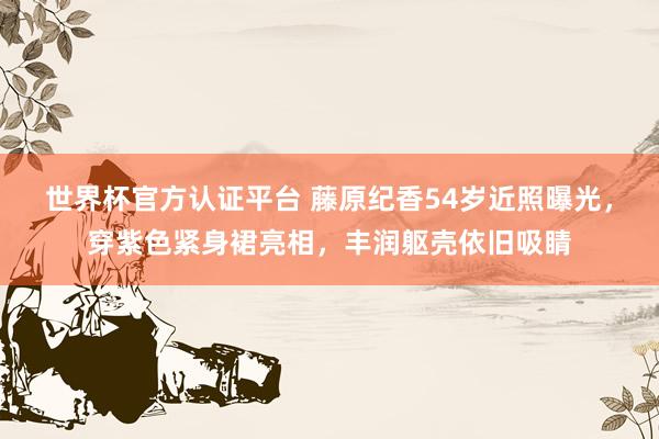 世界杯官方认证平台 藤原纪香54岁近照曝光，穿紫色紧身裙亮相，丰润躯壳依旧吸睛