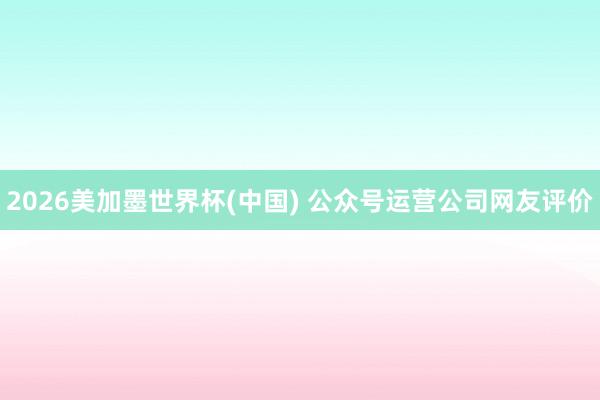 2026美加墨世界杯(中国) 公众号运营公司网友评价