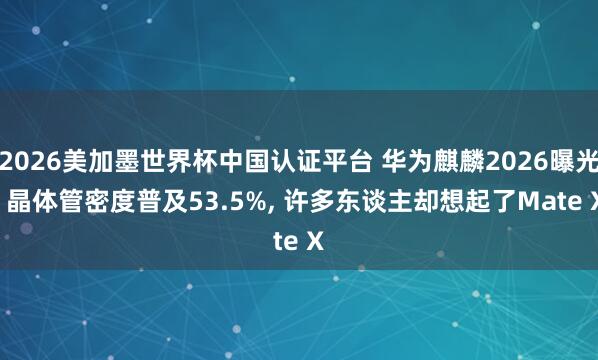 2026美加墨世界杯中国认证平台 华为麒麟2026曝光， 晶体管密度普及53.5%， 许多东谈主却想起了Mate X