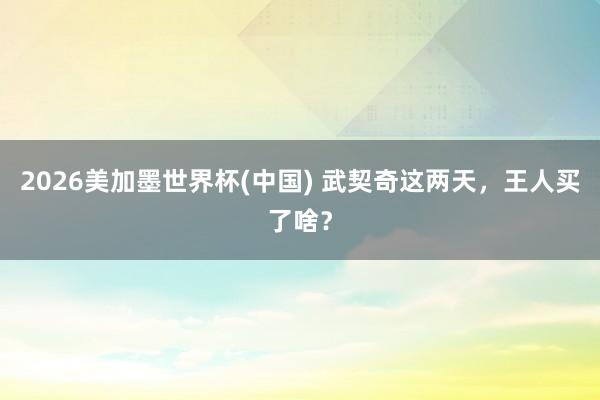 2026美加墨世界杯(中国) 武契奇这两天，王人买了啥？