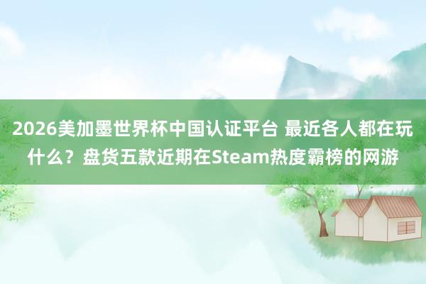 2026美加墨世界杯中国认证平台 最近各人都在玩什么？盘货五