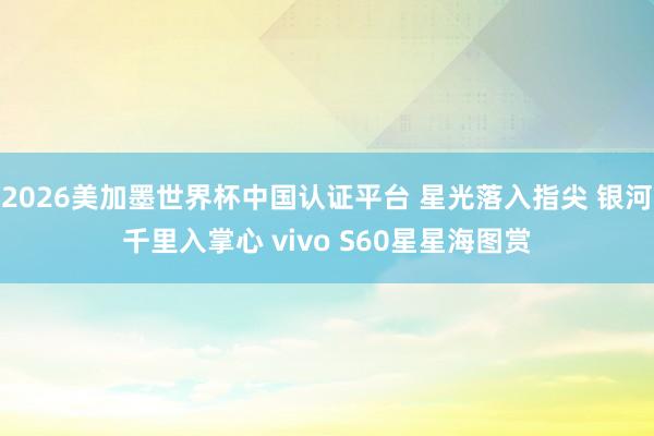 2026美加墨世界杯中国认证平台 星光落入指尖 银河千里入掌心 vivo S60星星海图赏