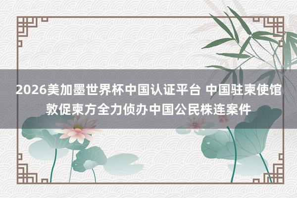 2026美加墨世界杯中国认证平台 中国驻柬使馆敦促柬方全力侦办中国公民株连案件