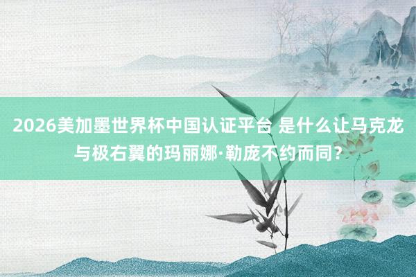 2026美加墨世界杯中国认证平台 是什么让马克龙与极右翼的玛丽娜·勒庞不约而同？