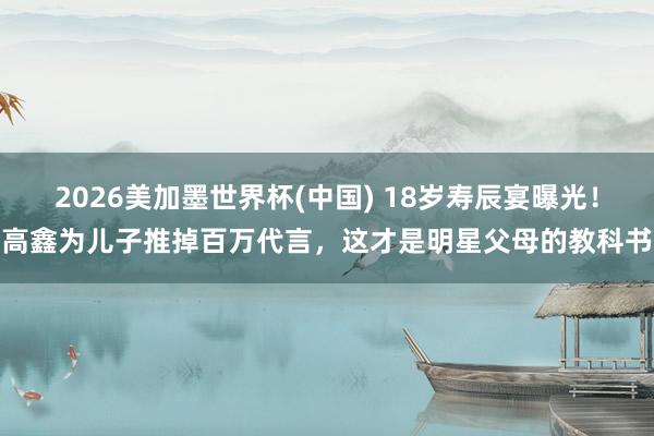 2026美加墨世界杯(中国) 18岁寿辰宴曝光！高鑫为儿子推掉百万代言，这才是明星父母的教科书