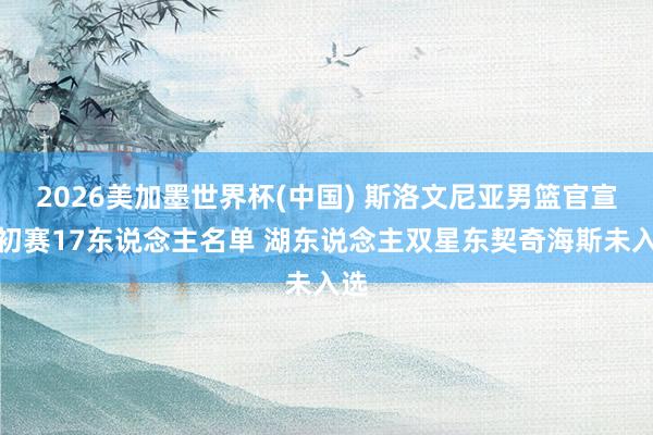 2026美加墨世界杯(中国) 斯洛文尼亚男篮官宣世初赛17东说念主名单 湖东说念主双星东契奇海斯未入选
