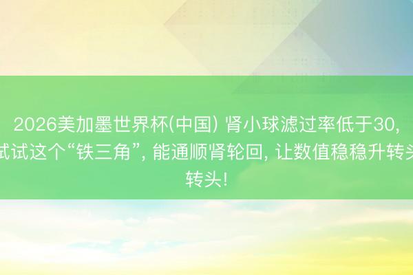 2026美加墨世界杯(中国) 肾小球滤过率低于30, 试试这个“铁三角”, 能通顺肾轮回, 让数值稳稳升转头!