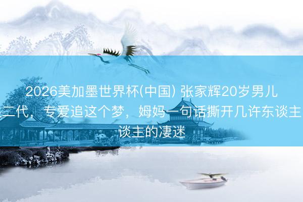 2026美加墨世界杯(中国) 张家辉20岁男儿拒当星二代，专爱追这个梦，姆妈一句话撕开几许东谈主的凄迷