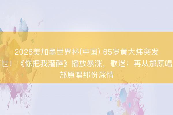 2026美加墨世界杯(中国) 65岁黄大炜突发腹黑病离世!《你把我灌醉》播放暴涨,歌迷:再从邡原唱那份深情