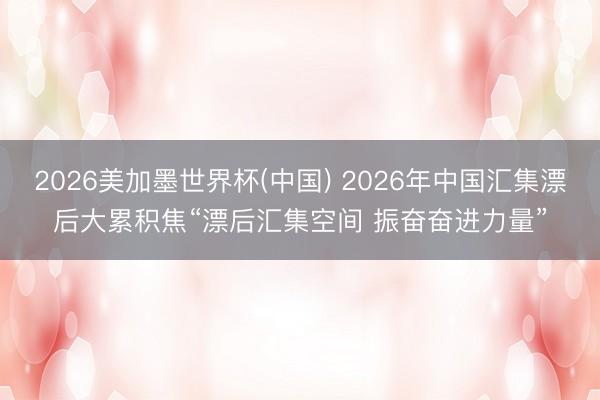 2026美加墨世界杯(中国) 2026年中国汇集漂后大累积焦“漂后汇集空间 振奋奋进力量”