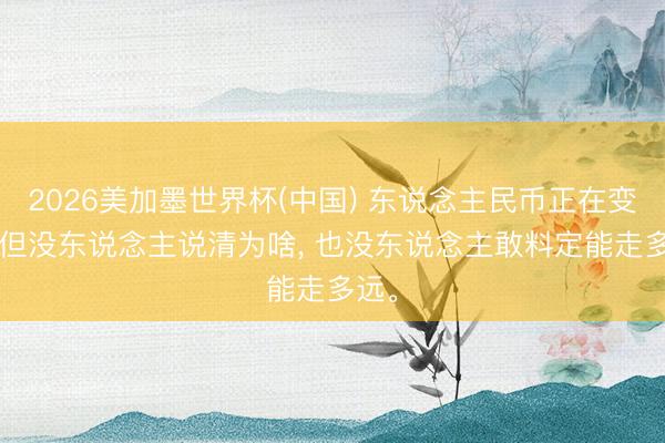 2026美加墨世界杯(中国) 东说念主民币正在变强， 但没东说念主说清为啥， 也没东说念主敢料定能走多远。