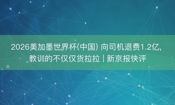 2026美加墨世界杯(中国) 向司机退费1.2亿, 教训的不仅仅货拉拉 | 新京报快评